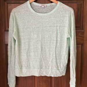 Vince small green linen long sleeve shirt